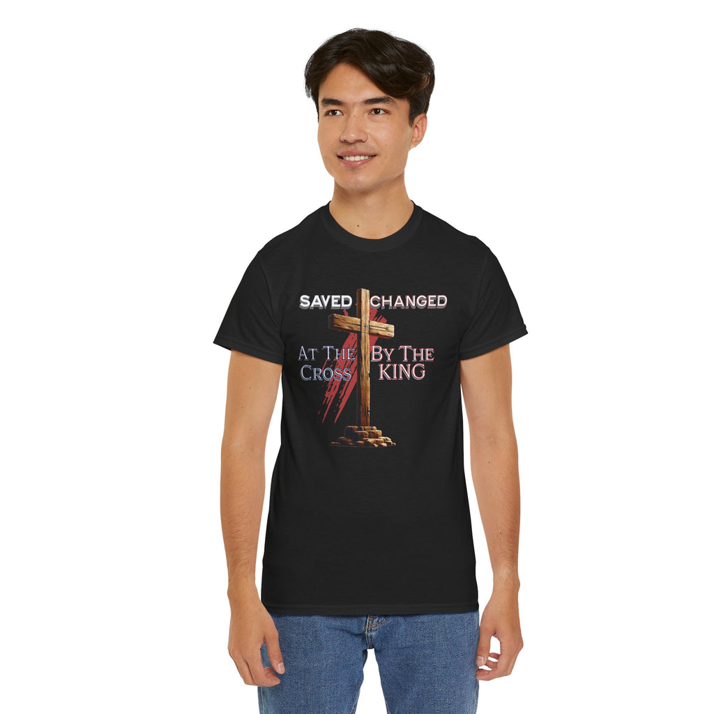 Saved and Changed at the Cross - Christian Cross T-Shirt