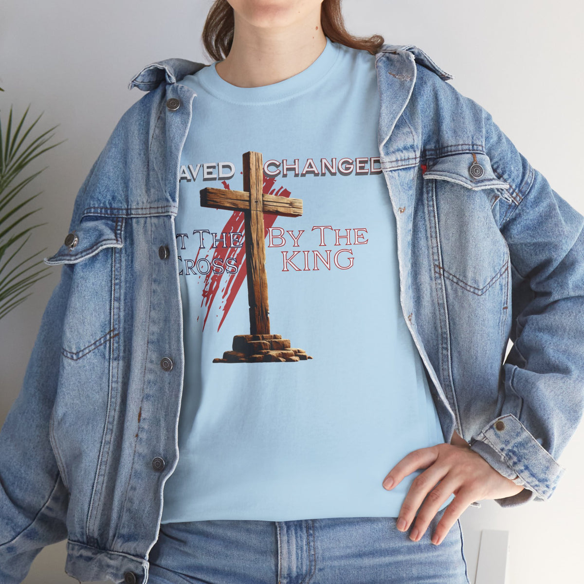 Saved and Changed at the Cross - Christian Cross T-Shirt