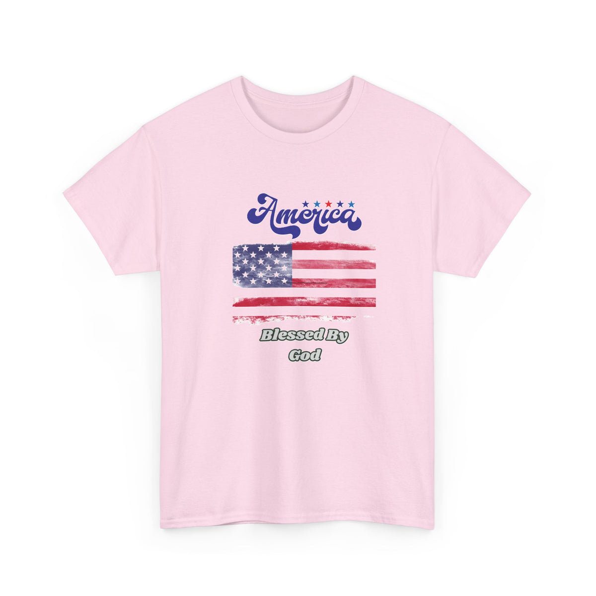 Patriotic 'America' Flag Tee — "Blessed By God" | 4th of July USA T-Shirt