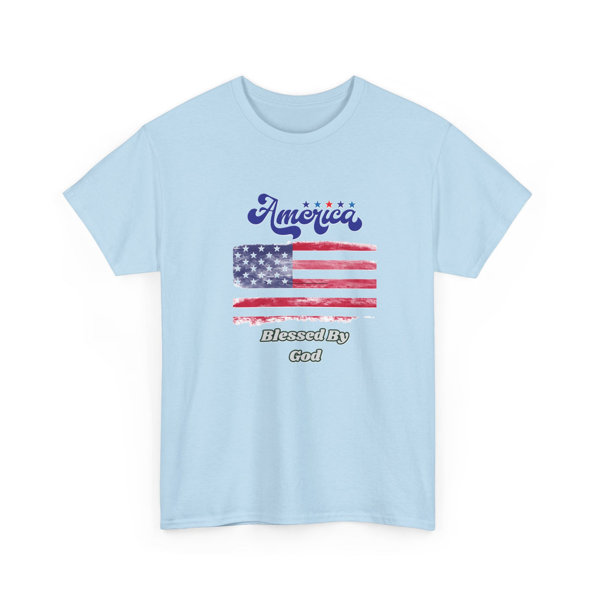 Patriotic 'America' Flag Tee — "Blessed By God" | 4th of July USA T-Shirt