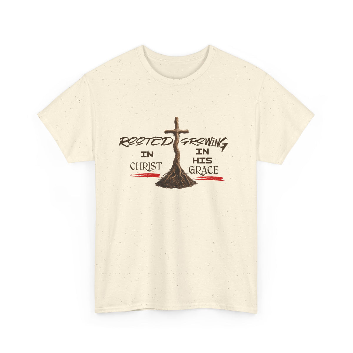 Christian Cross T-Shirt — 'Rooted & Growing in Christ, In His Grace' Faith Tee