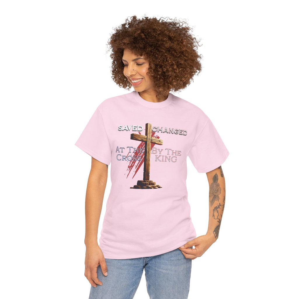 Saved and Changed at the Cross - Christian Cross T-Shirt