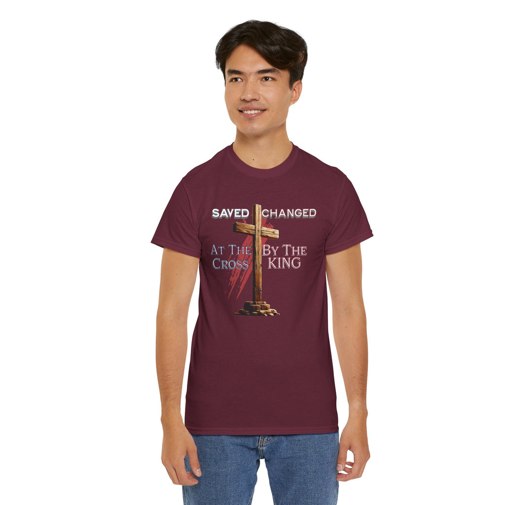Saved and Changed at the Cross - Christian Cross T-Shirt