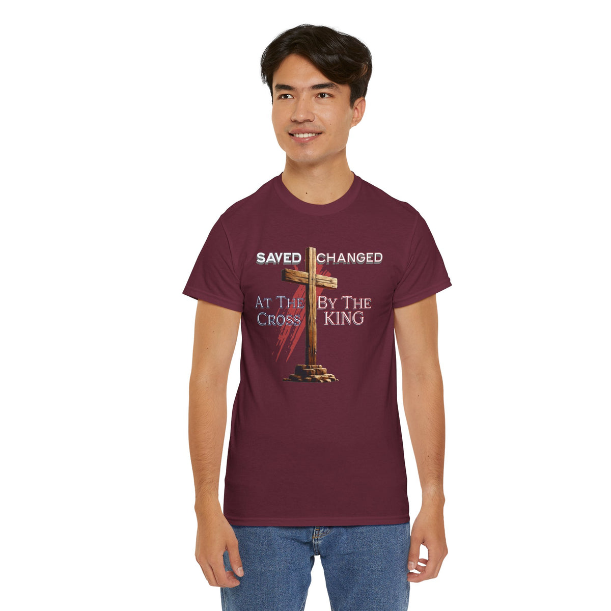 Saved and Changed at the Cross - Christian Cross T-Shirt