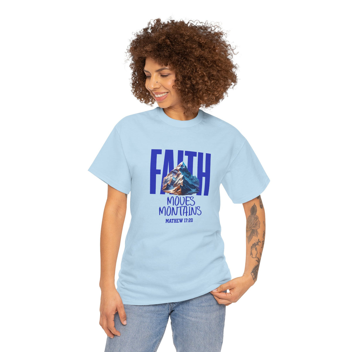 Faith Moves Mountains T-Shirt — Christian Scripture Tee (Matthew 17:20)