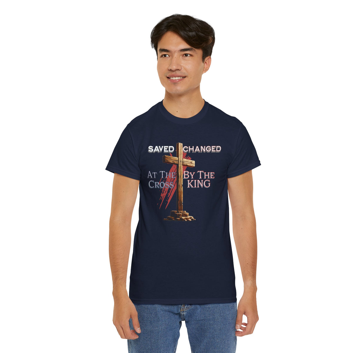 Saved and Changed at the Cross - Christian Cross T-Shirt