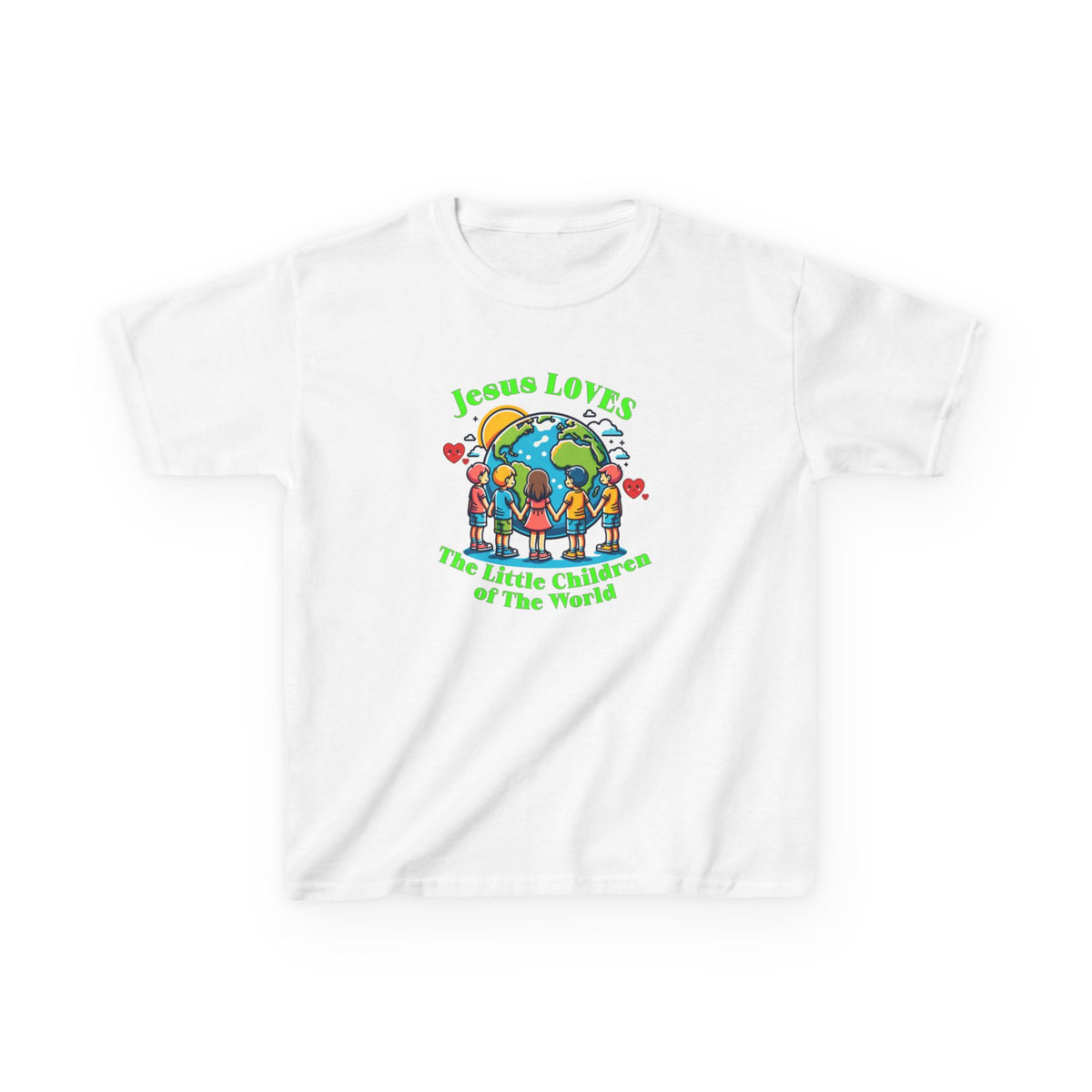 Kids Tee — "Jesus Loves The Little Children of the World" Faith Graphic