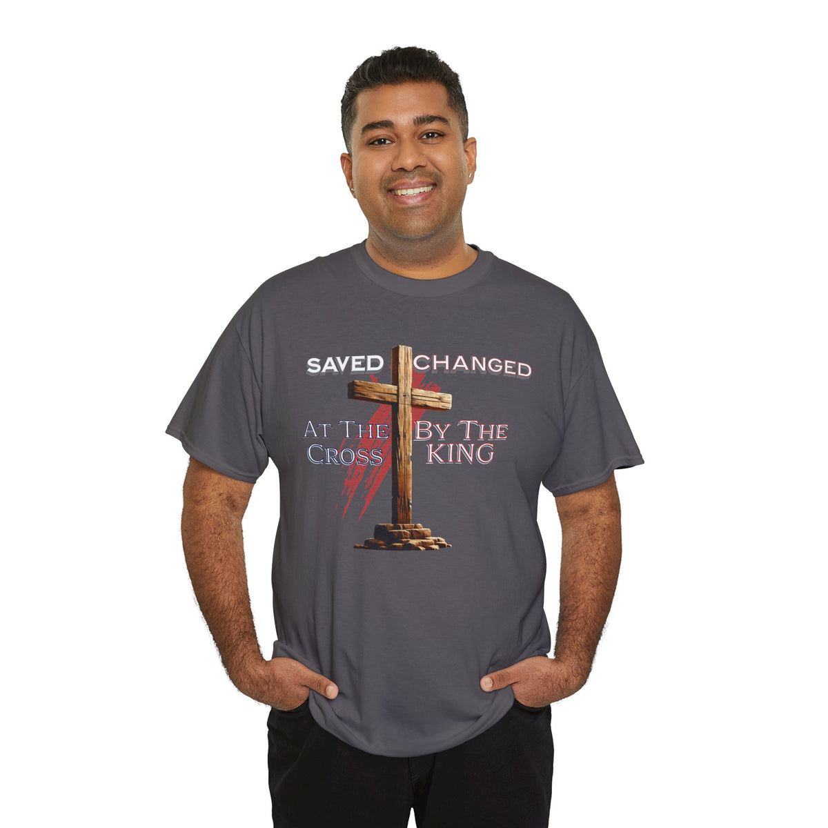 Saved and Changed at the Cross - Christian Cross T-Shirt
