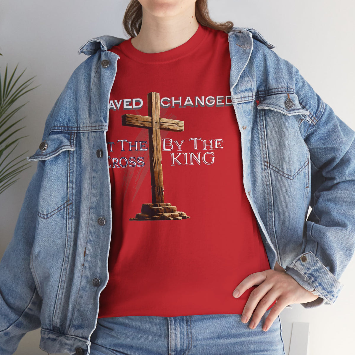 Saved and Changed at the Cross - Christian Cross T-Shirt