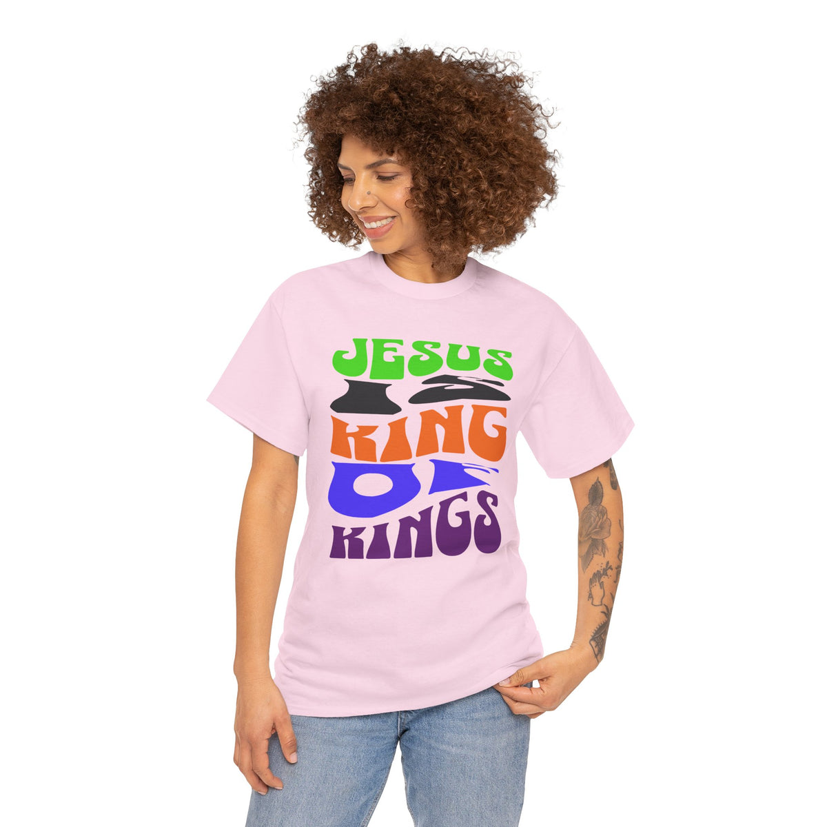 T-Shirt — "Jesus is King of Kings" Retro Psychedelic Faith Tee