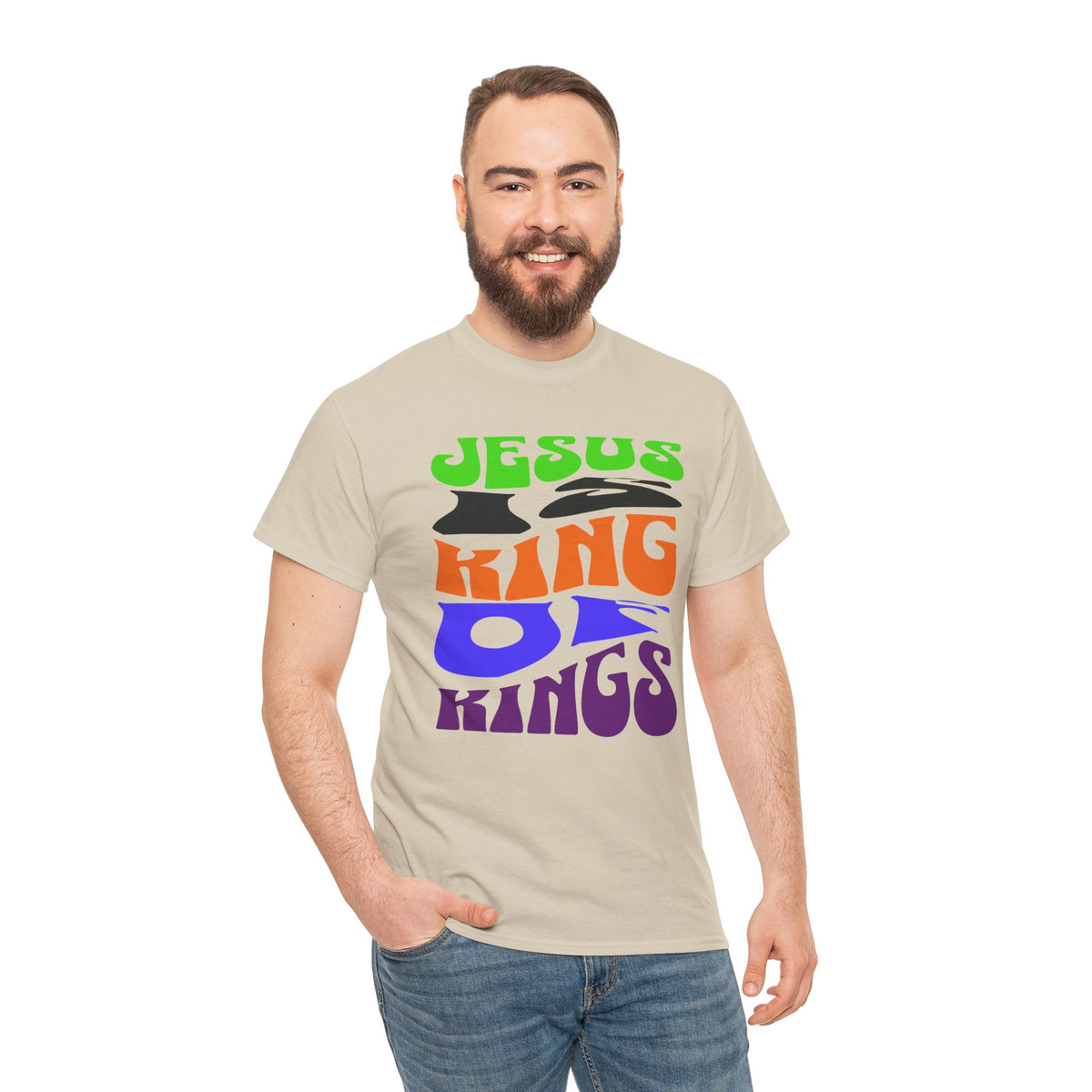 T-Shirt — "Jesus is King of Kings" Retro Psychedelic Faith Tee