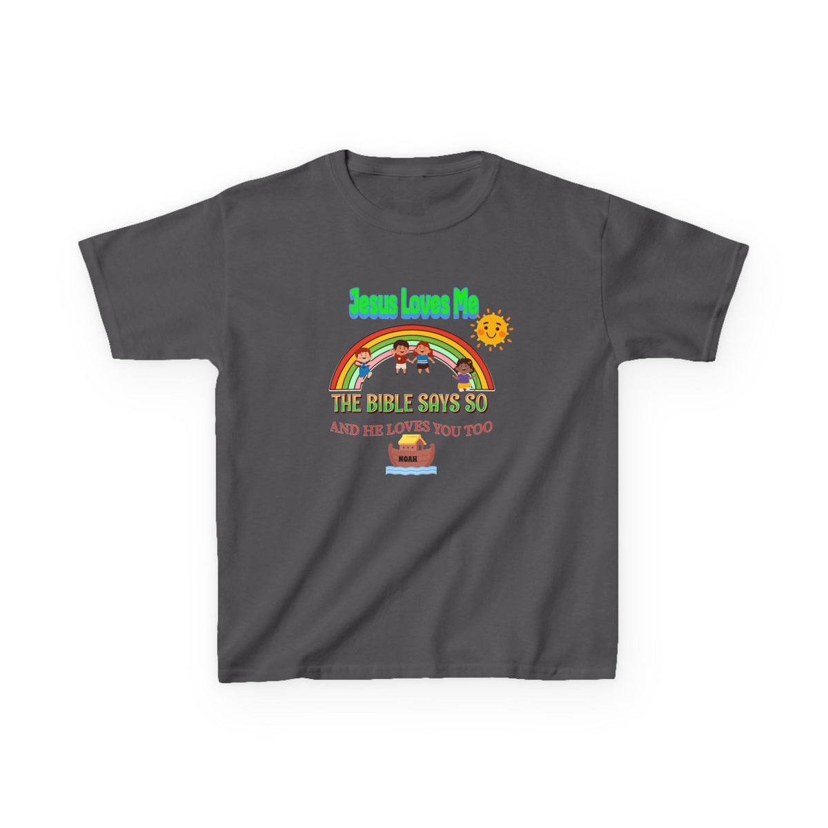 Kids T-Shirt — 'Jesus Loves Me' Rainbow Bible Verse Tee for Children