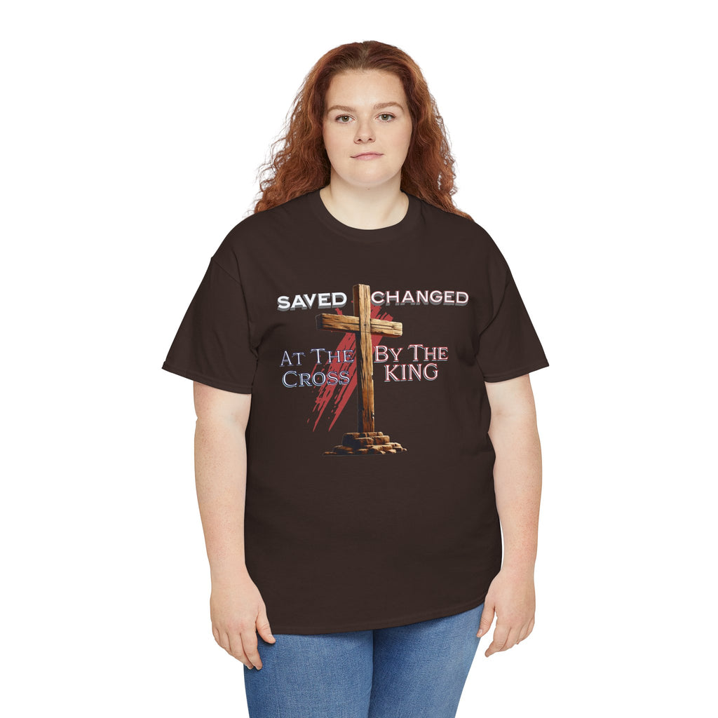 Saved and Changed at the Cross - Christian Cross T-Shirt