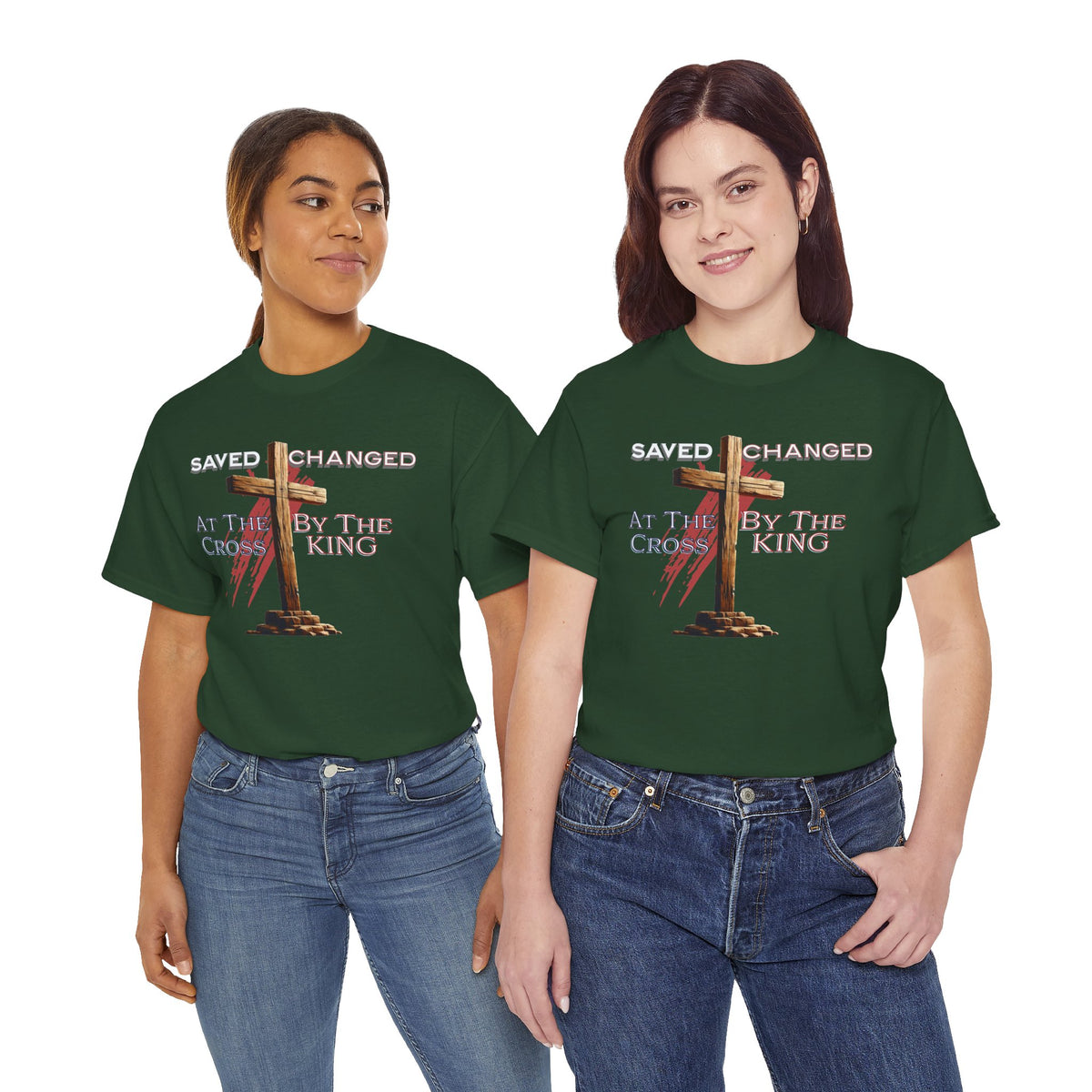 Saved and Changed at the Cross - Christian Cross T-Shirt