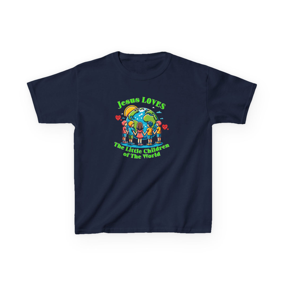 Kids Tee — "Jesus Loves The Little Children of the World" Faith Graphic