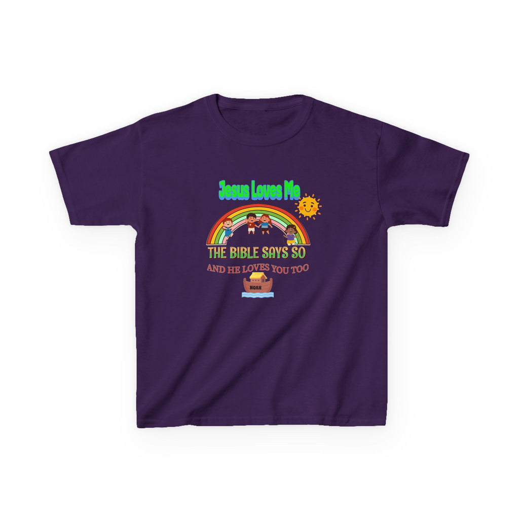Kids T-Shirt — 'Jesus Loves Me' Rainbow Bible Verse Tee for Children