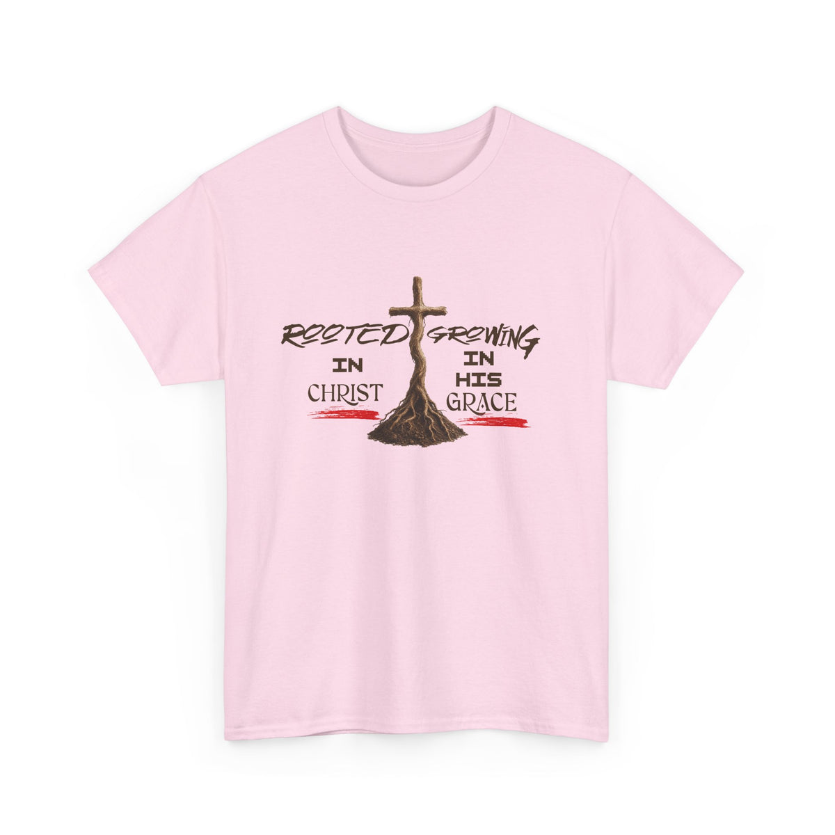 Christian Cross T-Shirt — 'Rooted & Growing in Christ, In His Grace' Faith Tee