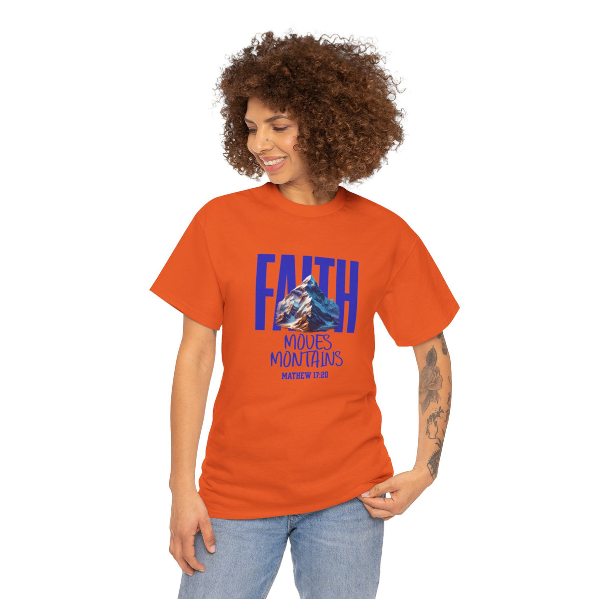 Faith Moves Mountains T-Shirt — Christian Scripture Tee (Matthew 17:20)