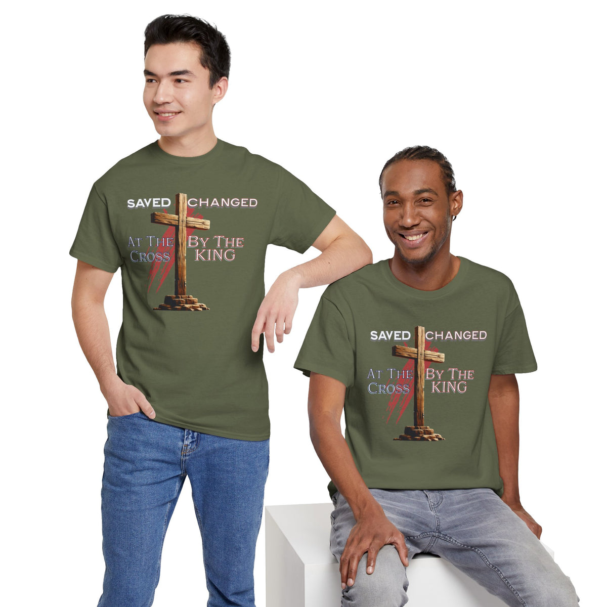 Saved and Changed at the Cross - Christian Cross T-Shirt