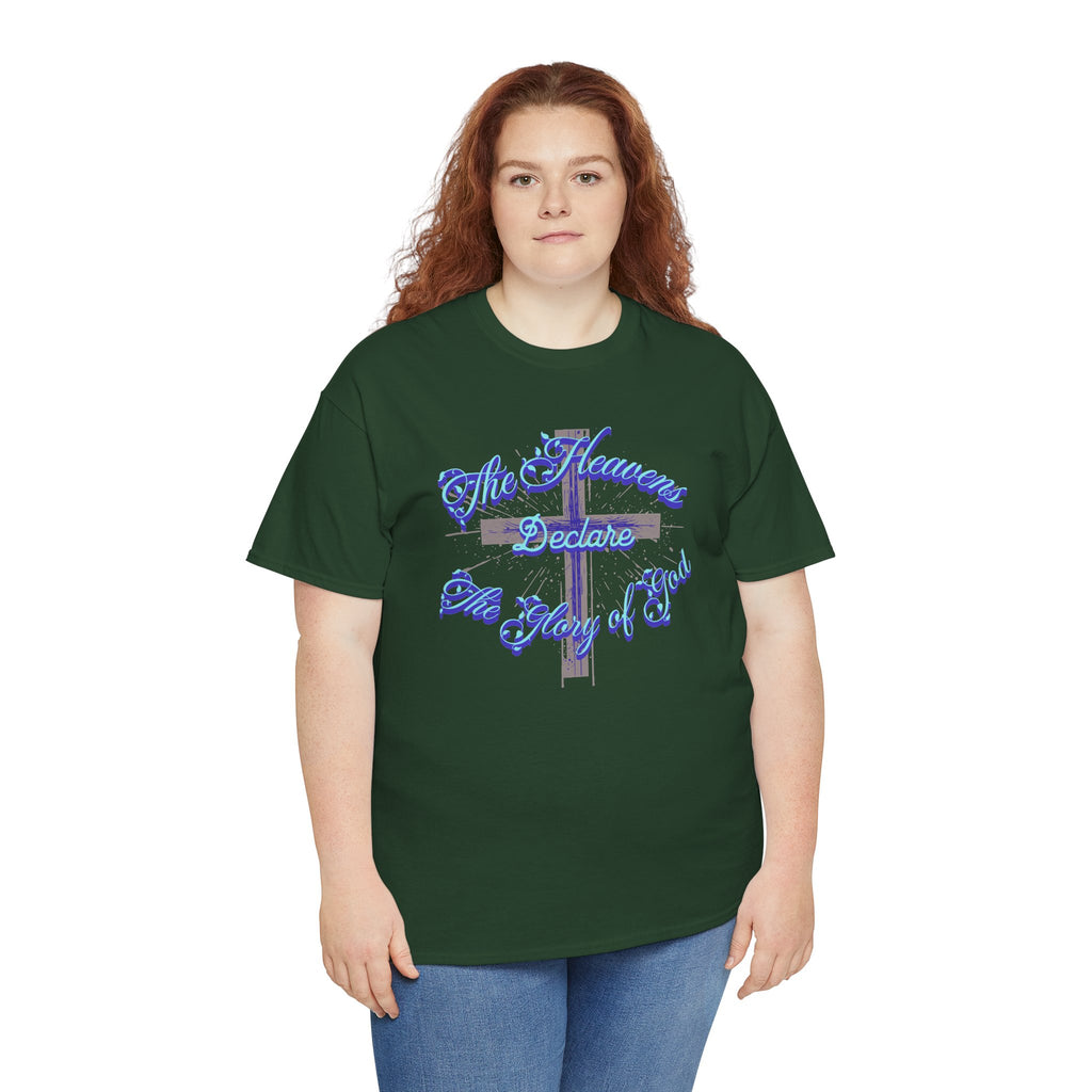 Religious Cross Tee — "The Heavens Declare The Glory of God" Christian Graphic T-Shirt