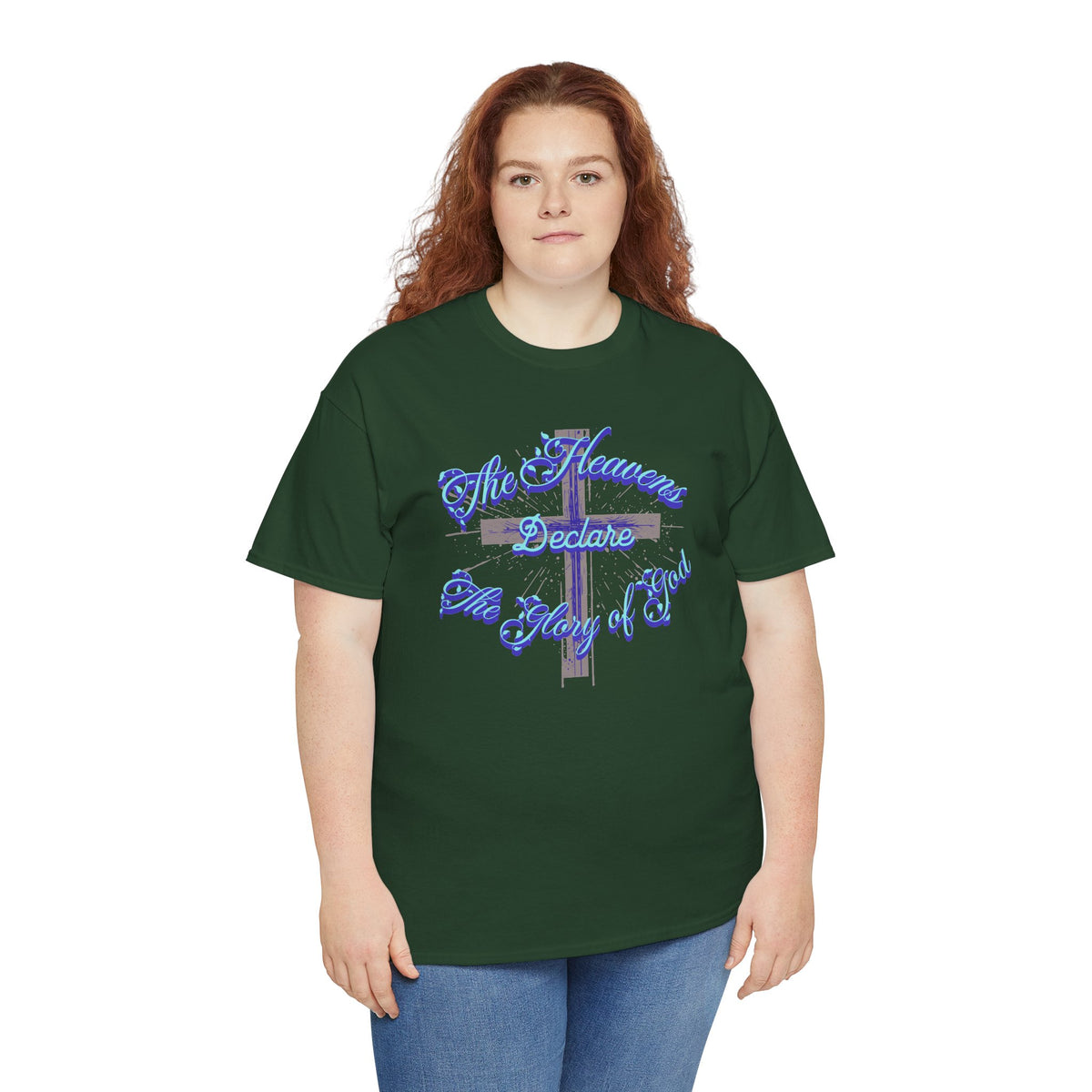 Religious Cross Tee — "The Heavens Declare The Glory of God" Christian Graphic T-Shirt