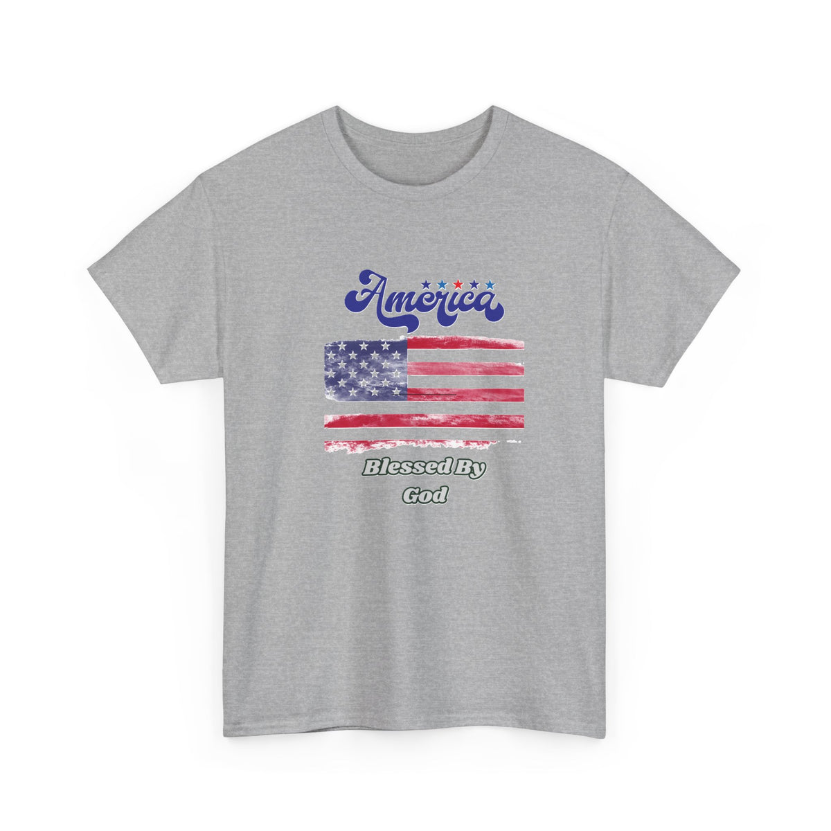 Patriotic 'America' Flag Tee — "Blessed By God" | 4th of July USA T-Shirt
