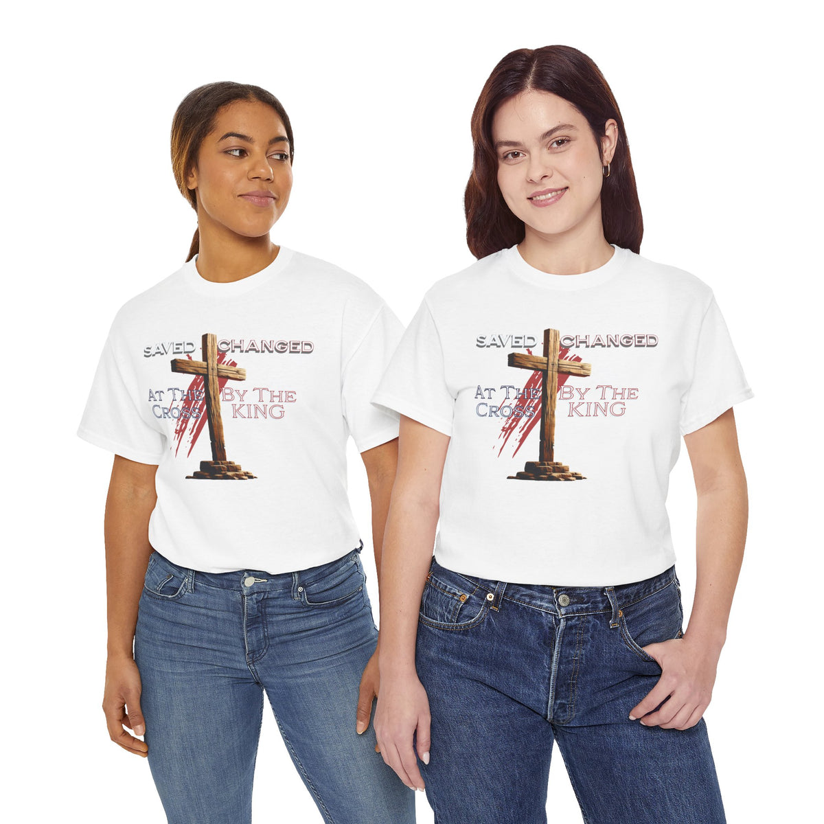 Saved and Changed at the Cross - Christian Cross T-Shirt